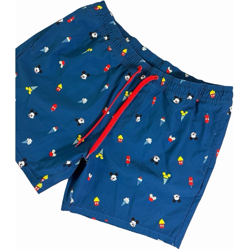 Disney Parks Mickey Mouse Swim Trunks Mens L Blue Ice Cream Beach Shorts